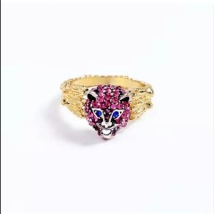 New Retro Inspired Feline Cat Head Multi Rhinestone Ring.